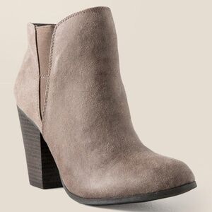 Fergalicious Punch Heeled Taupe Ankle Booties